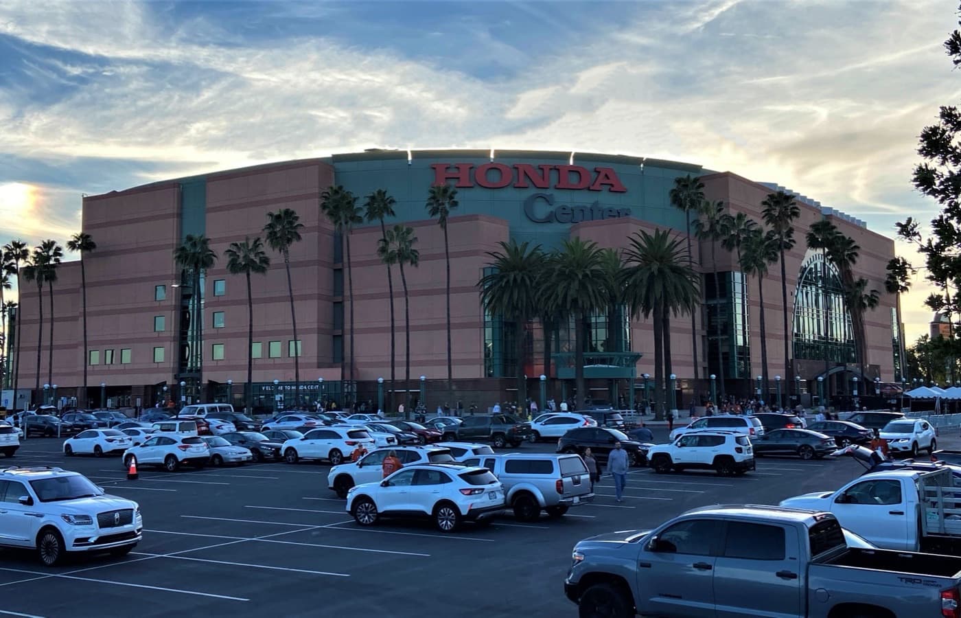Exterior of Honda Center, the Anaheim Ducks’ home arena, in Anaheim, California