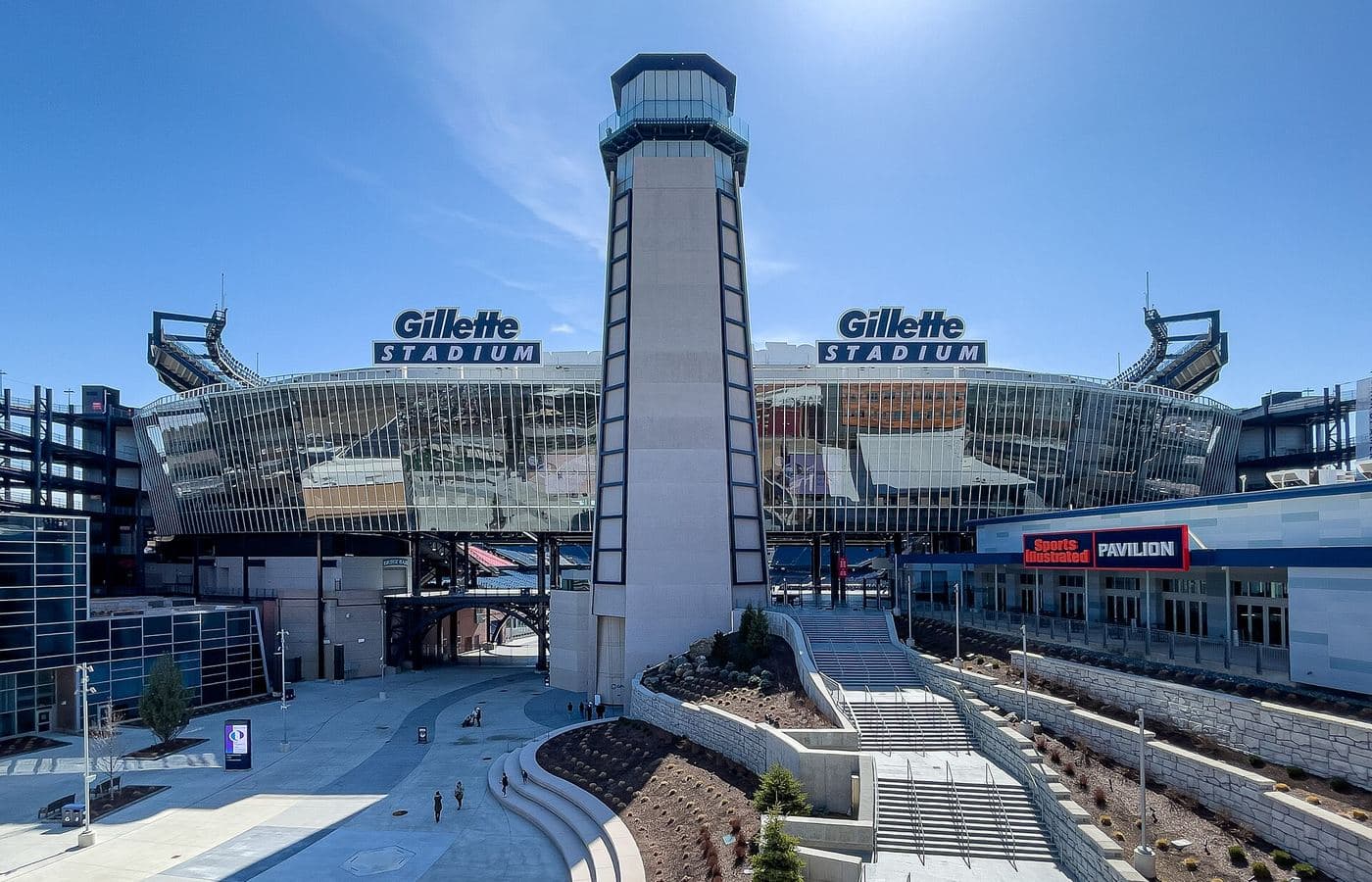 Gillette Stadium entrance and lighthouse at Patriot Place, Foxborough