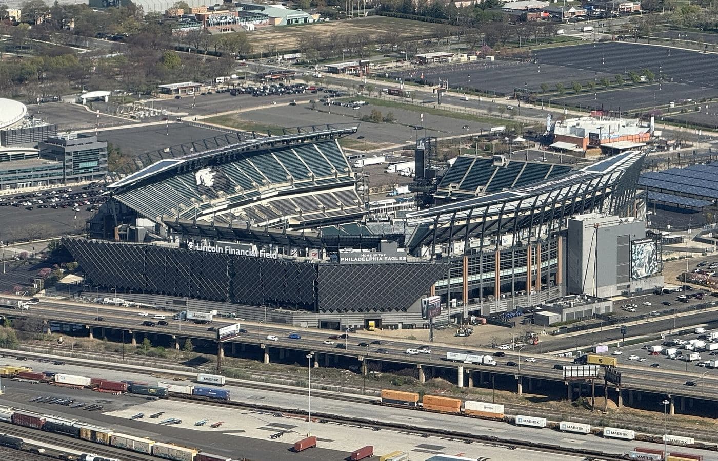 Aerial view of Lincoln Financial Field in South Philadelphia
